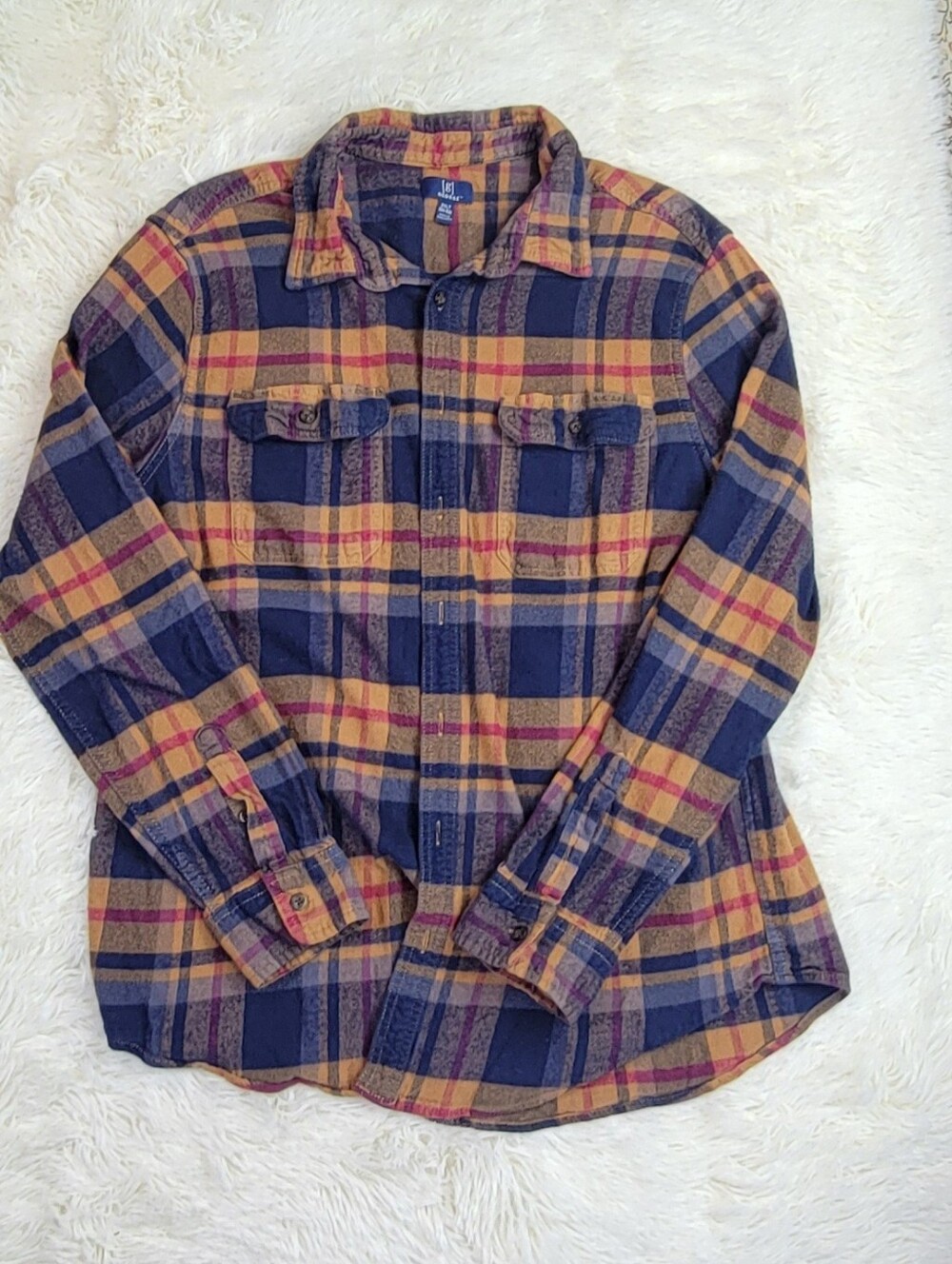 GEORGE Men Size 2XLT 50-52 Olive Oak Plaid Flannel Button Down Front Shirt